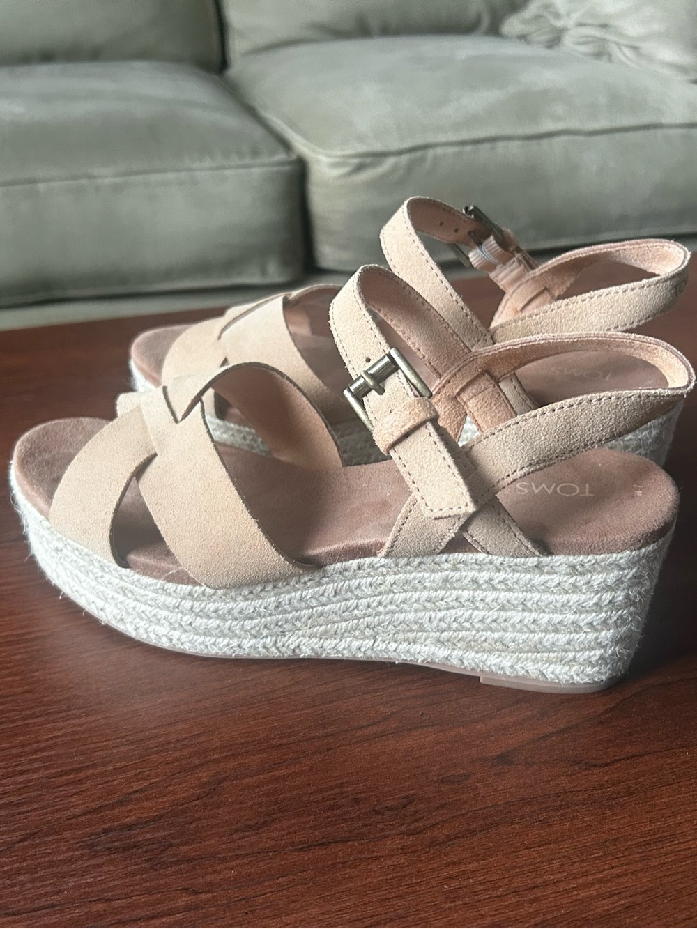Toms Tan Espadrille Wedge Sandals